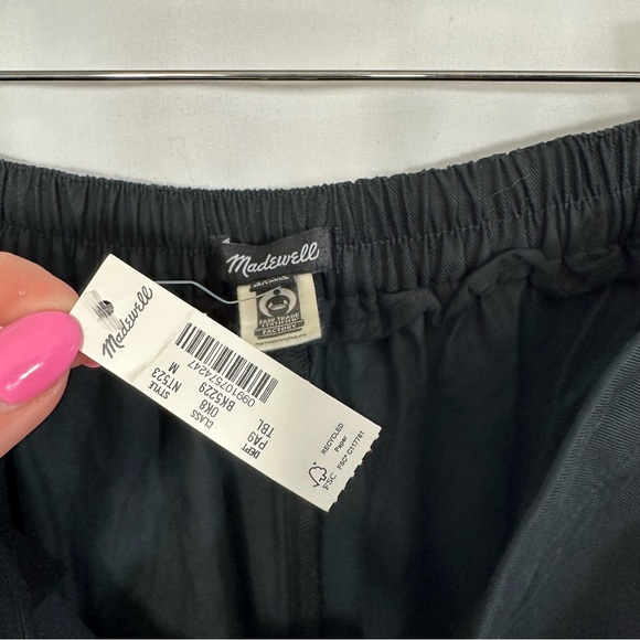 NWT Madewell Pull On Straight Wide Leg Linen Blend Pants in Drapey Twill Black - Picture 11 of 13